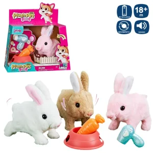 MASCOTA CONEJO ANDADOR 3/C 20 CM FUNCIONA CON PILAS 2XAA NO INCLUIDAS - CAJA VENTANA 30X30 CM