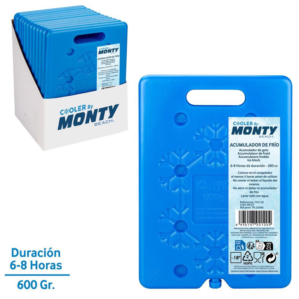 ACUMULADOR FRÍO 600 CC 20 X 1,50 X 30 CM EXTRAFINO-MANTIENE FRIO 6-8 HORAS- CAJA EXPOSITORA 36UDS