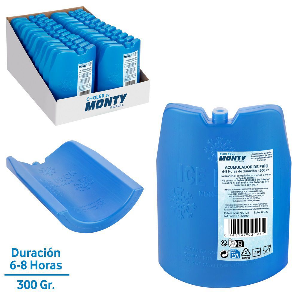 ACUMULADOR FRÍO CURVO 300 CC 12 X 1,50 X 17 CM FORMATO ESPECIAL PARA BOTELLAS -EXTRAFINO-MANTIENE FRIO 6-8 HORAS- CAJA EXPOSITORA 36UDS