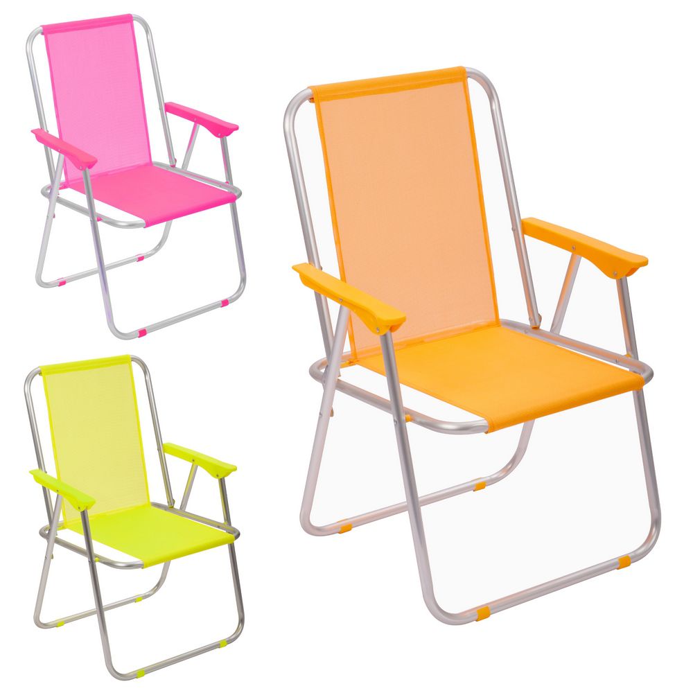 SILLA FIJA ALU/TEXT NEÓN 3/C 47 X 54 X 75 CM TEXTILENO 1X1 -IDEAL PAA LA PLAYA- TUBO DE ALUMINIO 19 MM