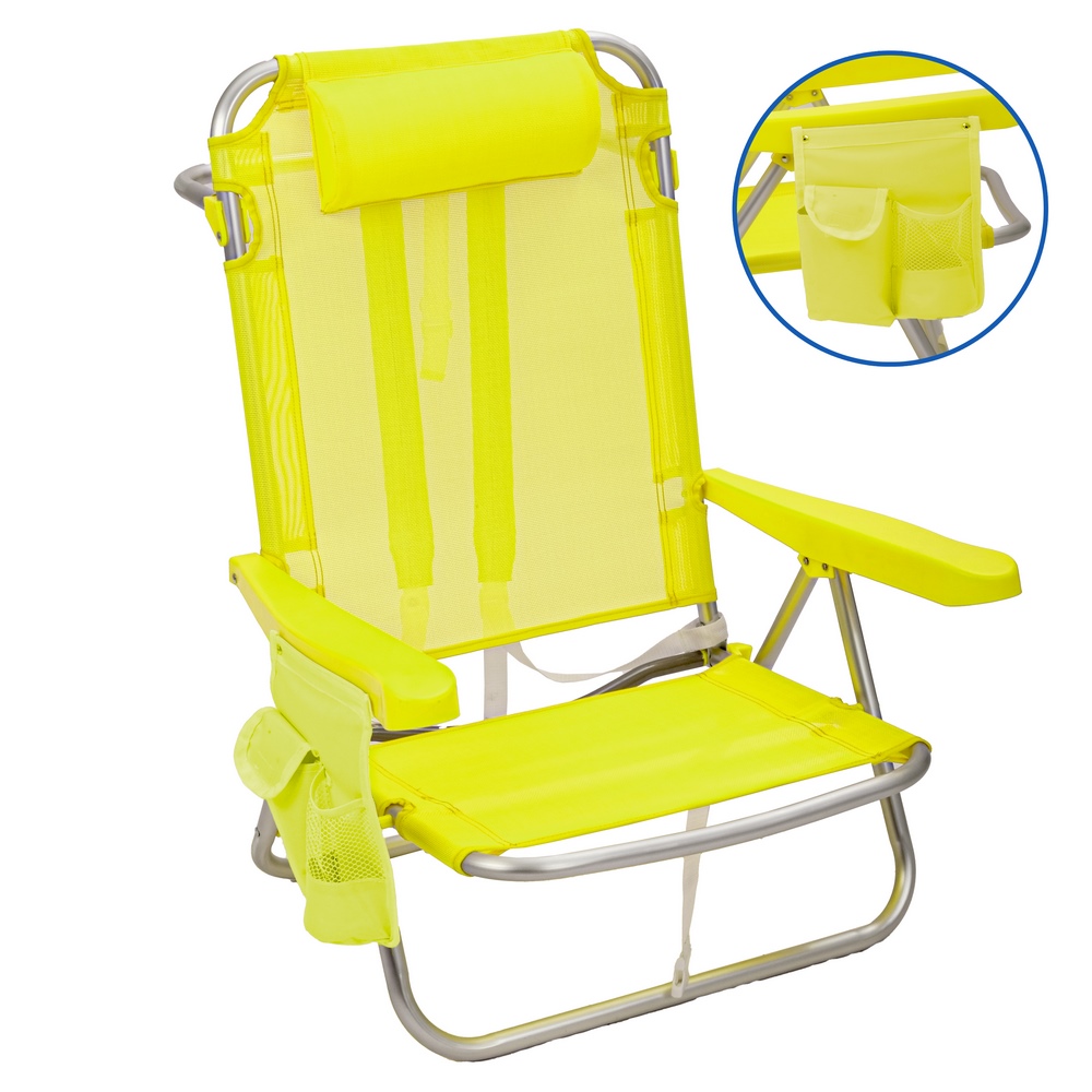 SILLA 4 POS.C/COJIN Y BOLSILLO ALU-V.LIM 61 X 47 X 80 CM CON COJIN- BOLSILLO LATERAL TELF. Y BOTELLA- TRANSPORTE MOCHILA -TUBO ALUMINIO 22 MM
