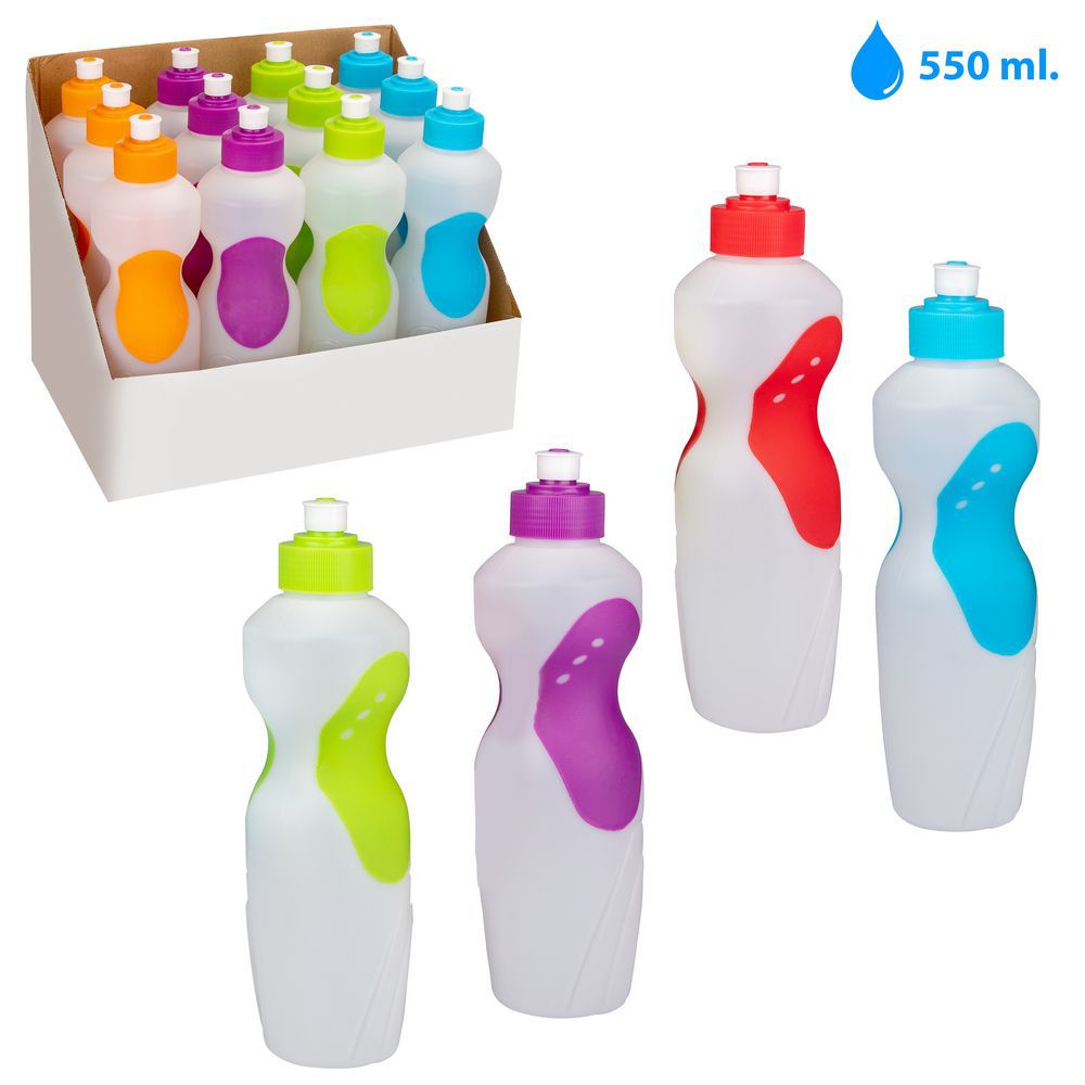BOTELLA 550 CC PLÁSTICO 4/C CAJA EXPOSITORA 12 UDS
