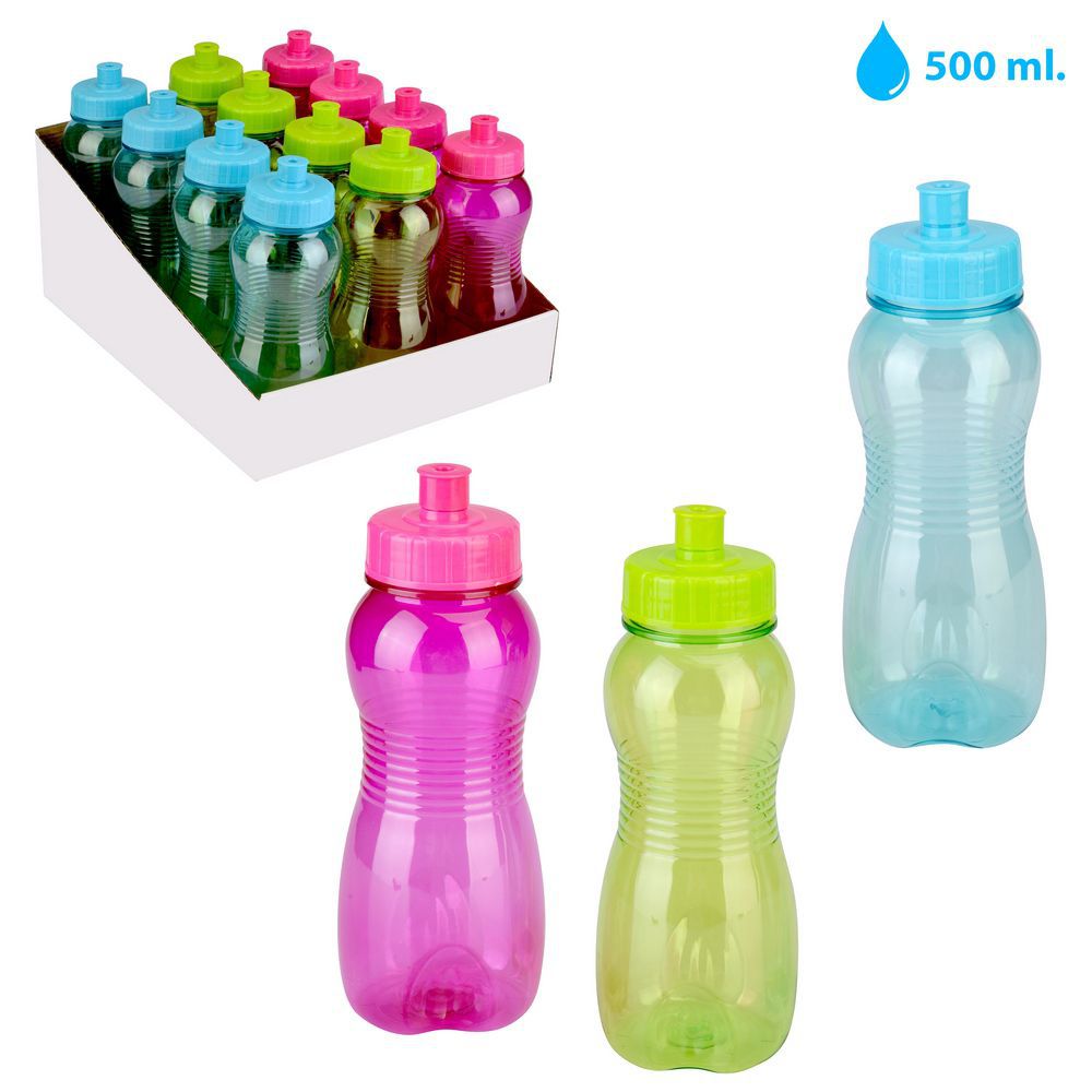 BOTELLA 500 CC PLÁSTICO 3/C CAJA EXPOSITORA 12 UDS