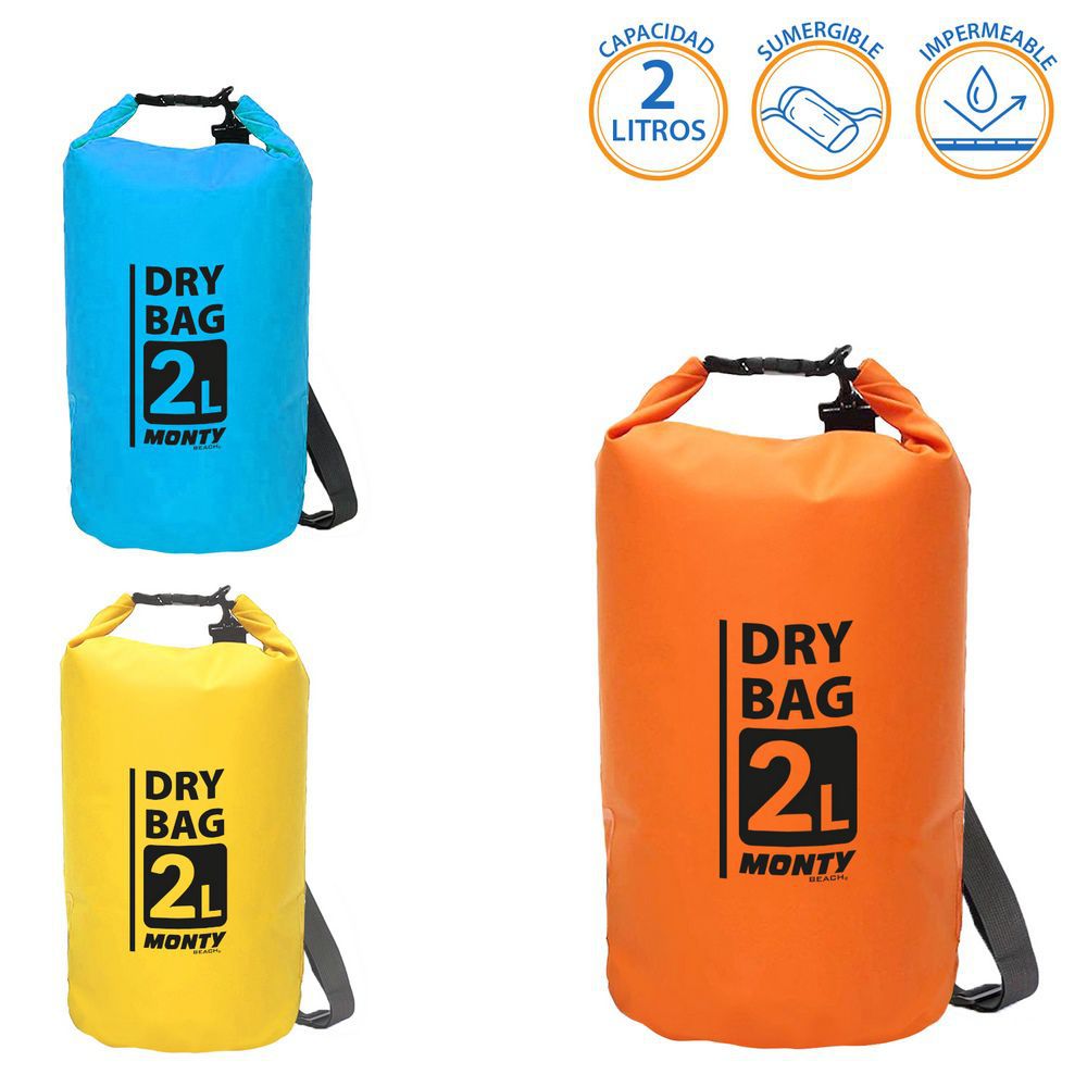 BOLSA IMPERMEABLE 2 LITROS 3/C 12 X 27 CM TOTALMENTE ESTANCA - IDEAL PARA IR A LA PLAYA O EN DIA DE LLUVIA CON ASA LATERAL BANDOLERA