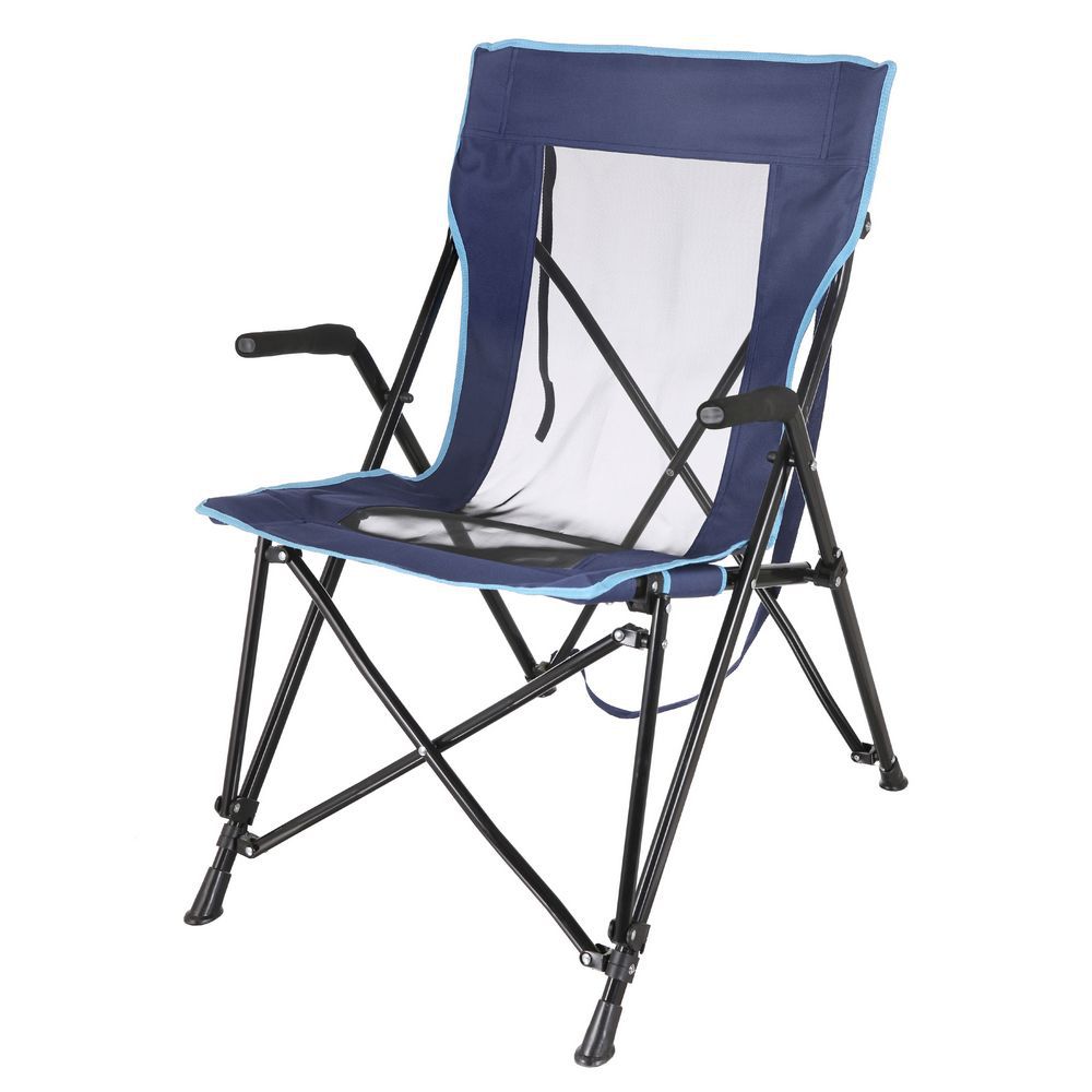 SILLA CAMPING PLEGABLE ACERO / LONA AZUL 74 X 56 X 90 CM CON MALLA ZONA CENTRAL ASIENTO /OXOFORD 600 D- PLEGABLE- TUBO ACERO 16 MM