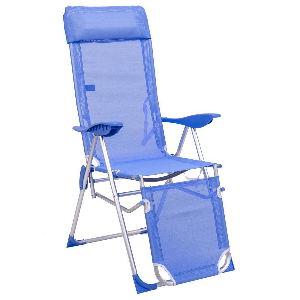 SILLÓN 5 POS. REPOSAPIÉS ALU /TEXT AZUL 61 X 66 X 115 CM TUBO ALUMINIO 22 MM - TEXTILENO 1 X 1