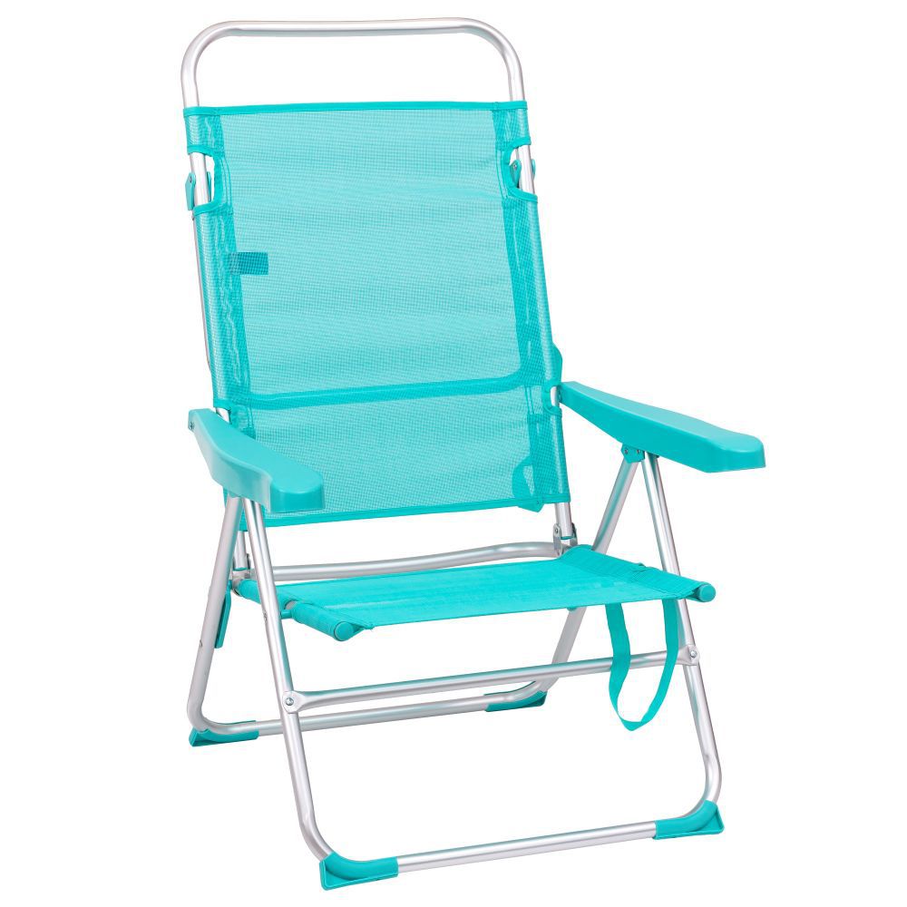 SILLA 4 POS.ALTA ALUM / TEXT. AGUAMARINA 55 X 62 X 100 CM TUBO ALUMINIO 22 MM - TEXTILENO 1 X 1