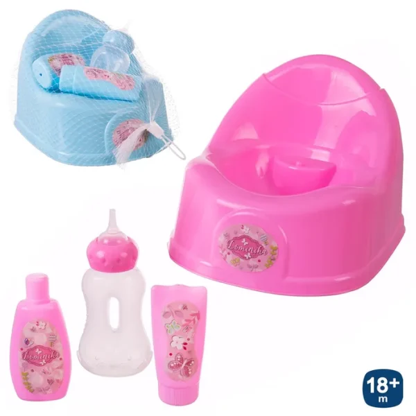 S/4 ORINAL CON ACCESORIOS 2/C 14,50 X 12 CM 2 BOTES DE CREMA Y BIBEERON. RED CON HANTA