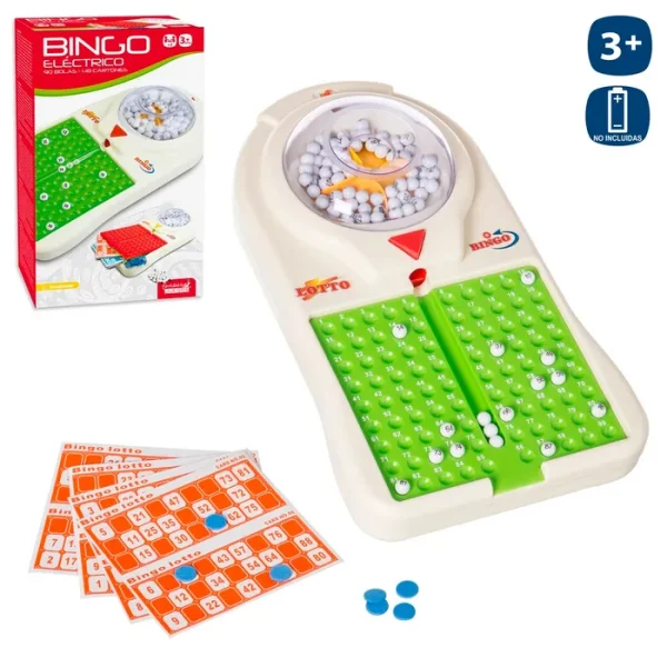 BINGO ELÉCTRICO 90 BOLAS 48 CARTONES 36 CM PILAS 4XAA (NO INCLUIDAS)CAJA IMPRESA 22X38X10 CM