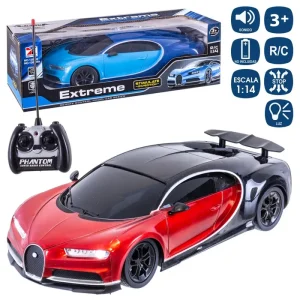 RADIO CONTROL COCHE 7 F 2/C 33 CM BUGATTI VEYRON. CON LUZ. MANDO PALANCA PILAS 2XAA Y COCHE 5XAA NO INCL. ESCALA 1:14. CAJA VENTANA DE 40X13 CM.
