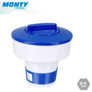 DISPENSADOR TABLETAS CLORO PISCINA 18 X 18 CM APTO PARA PASTILLAS DE 200 GRS.