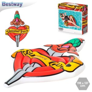COLCHONETA SUMMER LOVE TATTOO HINCHABLE 198 X 137 CM CAJA IMPRESA FASHION FLOATS