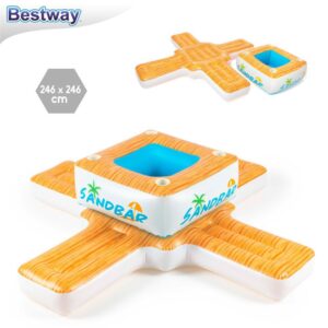 ISLA BAR PISCINA HINCHABLE 246 X 246 CM DESMONTABLE EL MODULO CENTRAL SE PUEDE CONVERITR EN NEVERA- CAJA IMPRESA