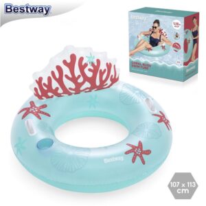 CIRCULAR CON RESPALDO CORAL HINCHABLE 107 X 113 CM CAJA IMPRESA