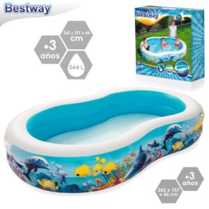PISCINA FAMILIAR OCEAN WORLD FORMA 8 262 X 157 X 46 CM CAJA IMPRESA