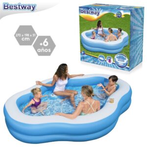 PISCINA FAMILIAR HINCHABLE 270 X 198 X 51 CM CON ASIENTOS - CAJA IMPRESA- +6 AÑOS