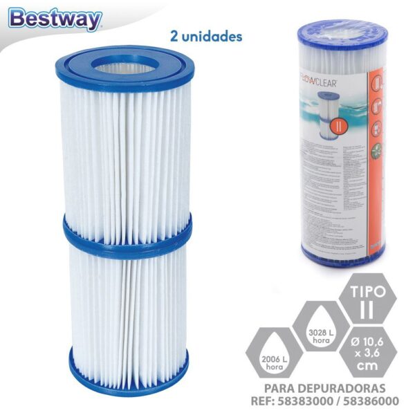 S/2 FILTRO DEPURADORA 2.006 L/H TIPO II APTO DEPURADORAS BESTWAY 2006 LITROS