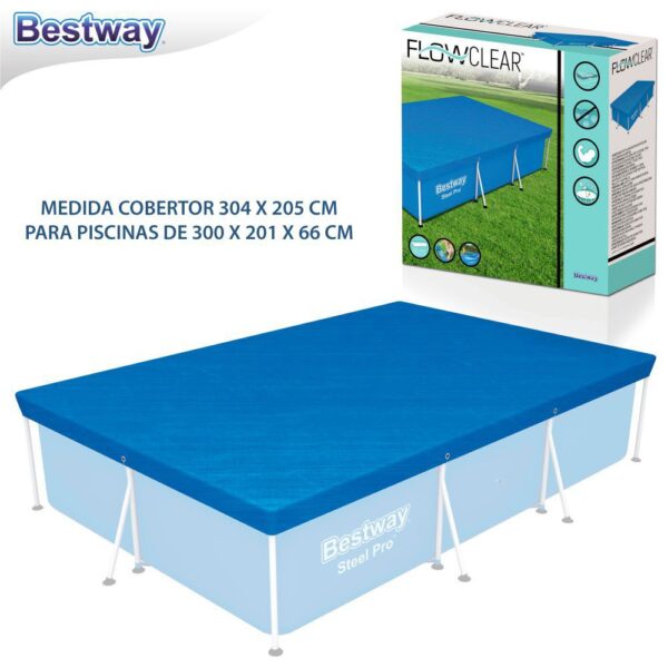 COBERTOR PISCINA TUBULAR 300 X 201 CM APTAS PISCINAS TUBULARES 300X201X66 CM. - CAJA IMPRESA