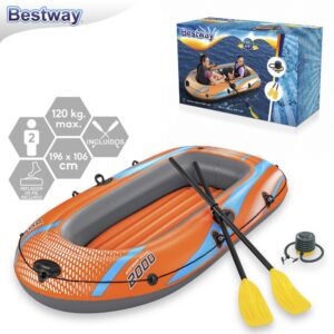BARCA KONDOR REMOS E HINCHADOR HINCHABLE 196 X 106 CM APTA PARA 2PERSONAS- CAJA IMPRESA