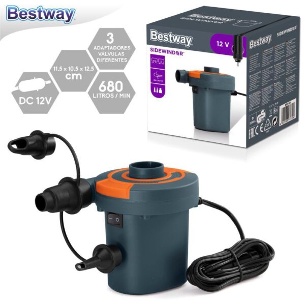 COMPRESOR MECHERO CONEXIÓN A MECHERO 12 V- CONTIENE 3 ADAPTADORES- CAJA IMPRESA