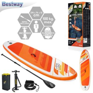 TABLA PADDLE SURF HINCHABLE AQUA JOURNEY 274 X 76 X 12 CM INCLUYE REMO - ALETA QUILLA- BOMBA MANUAL - CUERDA ELASTICA ANTIPERDIDA- MOCHILA TRANSPORTE- CONJUNTO PARCHES REPARACION PINCHA