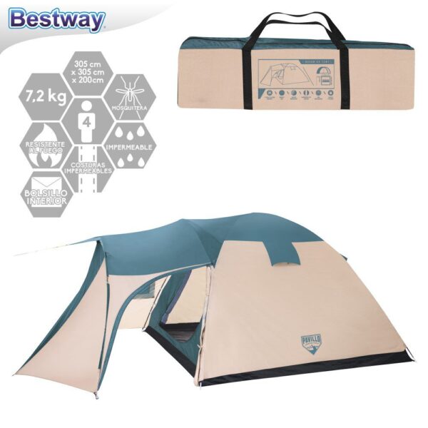TIENDA CAMPAÑA 5 PERSONAS HOGAN 305 X 305 X 200 CM BOLSA DE TRANSPORTE CON TARJETA