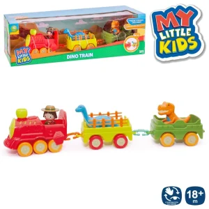 TREN + 2 VAGONES DINO MY LITTLE KIDS 48 X 14 X 14 CM INCLUYE 3 FIGURAS- APTO NIÑOS +18 MESES - CAJA VENTANA