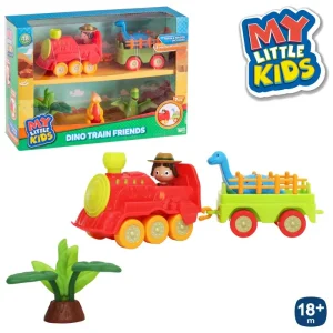 TREN + VAGÓN DINO MY LITTLE KIDS 40 X 8,50 X 25 CM INCLUYE 4 FIGURAS- APTO NIÑOS + 18 MESES - CAJA VENTAN DOBLE
