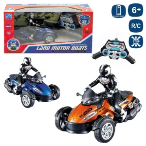 R/C 7 F QUAD LAND MOTOR 2/C 20 X 12 X 13 CM FUNCIONA CON PILAS,COCHE 3XAA + MANDO 2XAA NO INCLUIDAS - CAJA VENTANA 35X18 CM