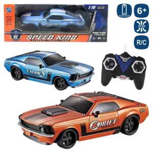 R/C 7 F COCHE SPEED KING 2/C 24 CM FUNCIONA CON PILAS,COCHE 3XAA + MANDO 2XAA NO INCLUIDAS - CAJA VENTANA 34X13 CM