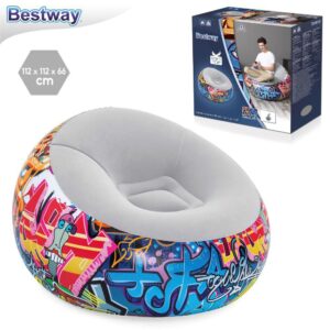 SILLÓN FLOCADO GRAFITTI 112 X 112 X 66 CM CAJA IMPRESA