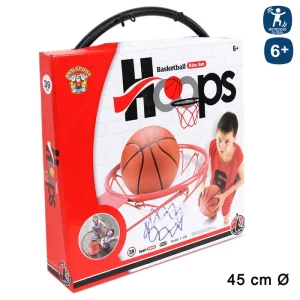 CANASTA ACERO CON RED Y PELOTA 39 CM CAJA IMPRESA 39X45 CM.