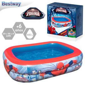 PISCINA ''SPIDERMAN'' 2 ANILLAS 201 X 150 X 51 CM Caja impresa en color