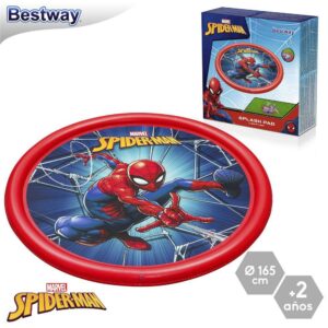 PISCINA SPLASH ''SPIDERMAN'' HINCHABLE 165 CM SE CONECTA MANGUERA PARA EMITIR CHORROS AGUA- CAJA IMRESA