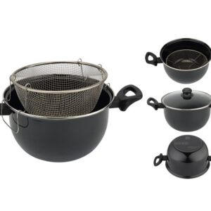 FREIDORA 2 ASAS Ø26CM + CESTILLO ACERO Y TAPA CRISTAL