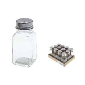 SALERO VIDRIO LISO C/TAPON INOX. 100 ML
