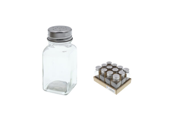 SALERO VIDRIO LISO C/TAPON INOX. 100 ML