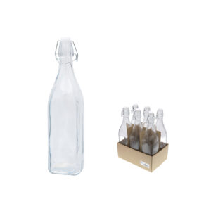 BOTELLA HERMETICA  VIDRIO CUAD. 1000 ML