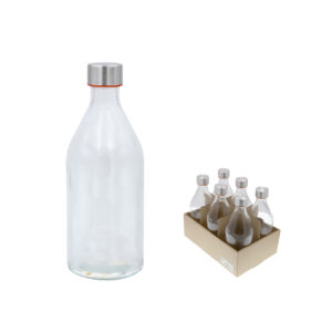 BOTELLA VIDRIO RED. TAPON-INOX. 1000 ML