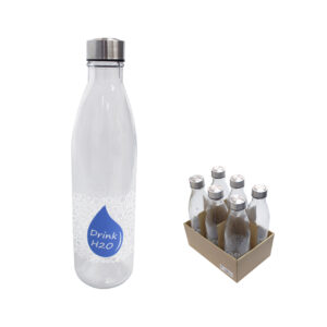BOTELLA VIDRIO RED. TAPON-INOX. 1000 ML DECO.