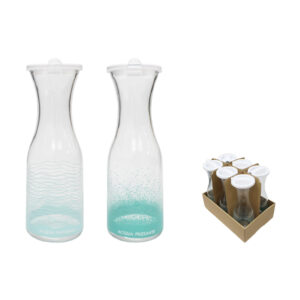 BOTELLA VIDRIO BOCA ANCHA CON TAPA 1000 ML DECO.