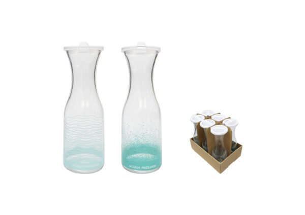 BOTELLA VIDRIO BOCA ANCHA CON TAPA 1000 ML DECO.