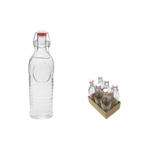 BOTELLA VIDRIO ONDULADA TAPON-INOX. 1000 ML