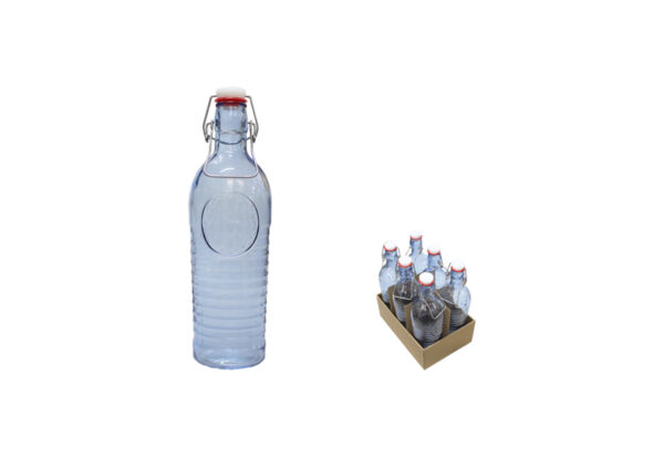BOTELLA HERMETICA VIDRIO TALLADO 1000ML COLOR