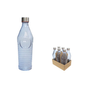 BOTELLA VIDRIO ONDULADA TAPON-INOX. 1000 ML COLOR