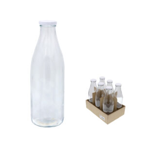 BOTELLA VIDRIO BOCA ANCHA CON TAPON 1000 ML