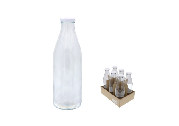 BOTELLA VIDRIO BOCA ANCHA CON TAPON 1000 ML