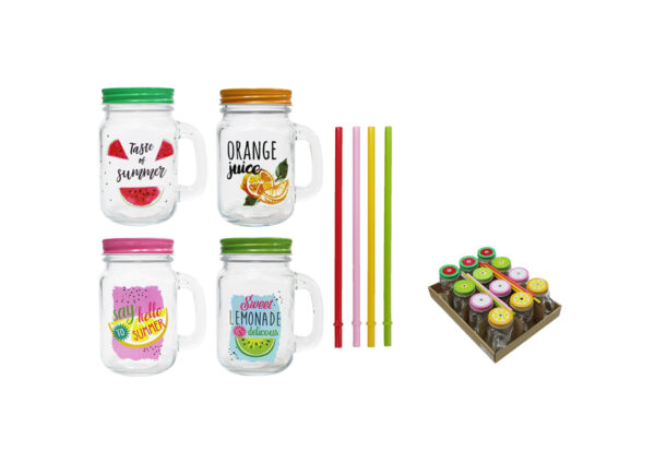 JARRA VIDRIO CON CAÑITA 450 ML
