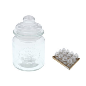 TARRO VIDRIO TALLADO CON TAPA 250 ML