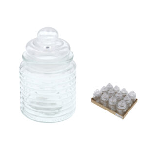 TARRO VIDRIO ONDULADO CON TAPA 250 ML